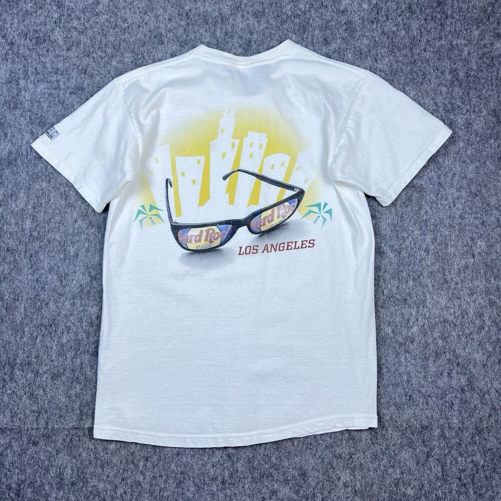 Vtg Hard Rock Cafe Men's T-Shirt Los Angeles Graphic White Short Sleeve Size S